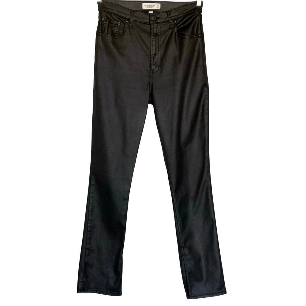 Abercrombie & Fitch Womens 90’s Slim High Rise Black Faux Leather Pants Sz 29/8